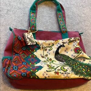 Kate McRostie Multicolor Peacock Zippered Tote 🦚
